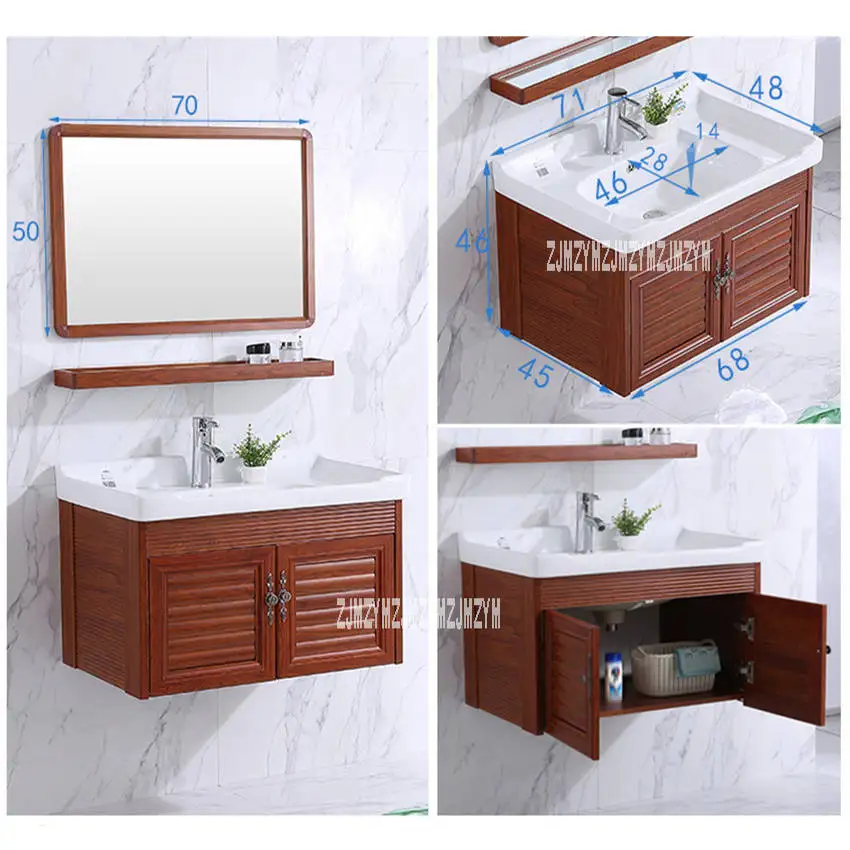 4860C-2/ 4870C-2 Mini Wall Mounted Basin Cabinet Ceramic Washing Table Bathroom Cabinet Small Space Aluminum Cabinet With Mirror