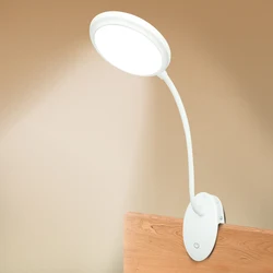 USB Rechargeable Led Clamp Desk Lamp Gooseneck Touch Dimming Clip On Reading Light For Book Bed and Computer 3 Color Modes