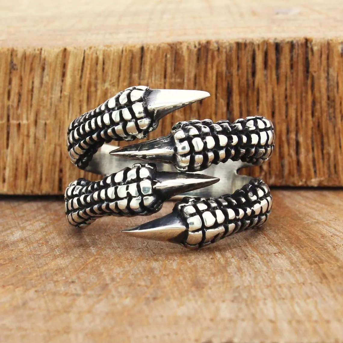 Solid 925 Sterling Silver Men's Ring Turkish 4 Claw Men Ring Special Ring Jewelry Access For Men Gift Idea Made in Turkey