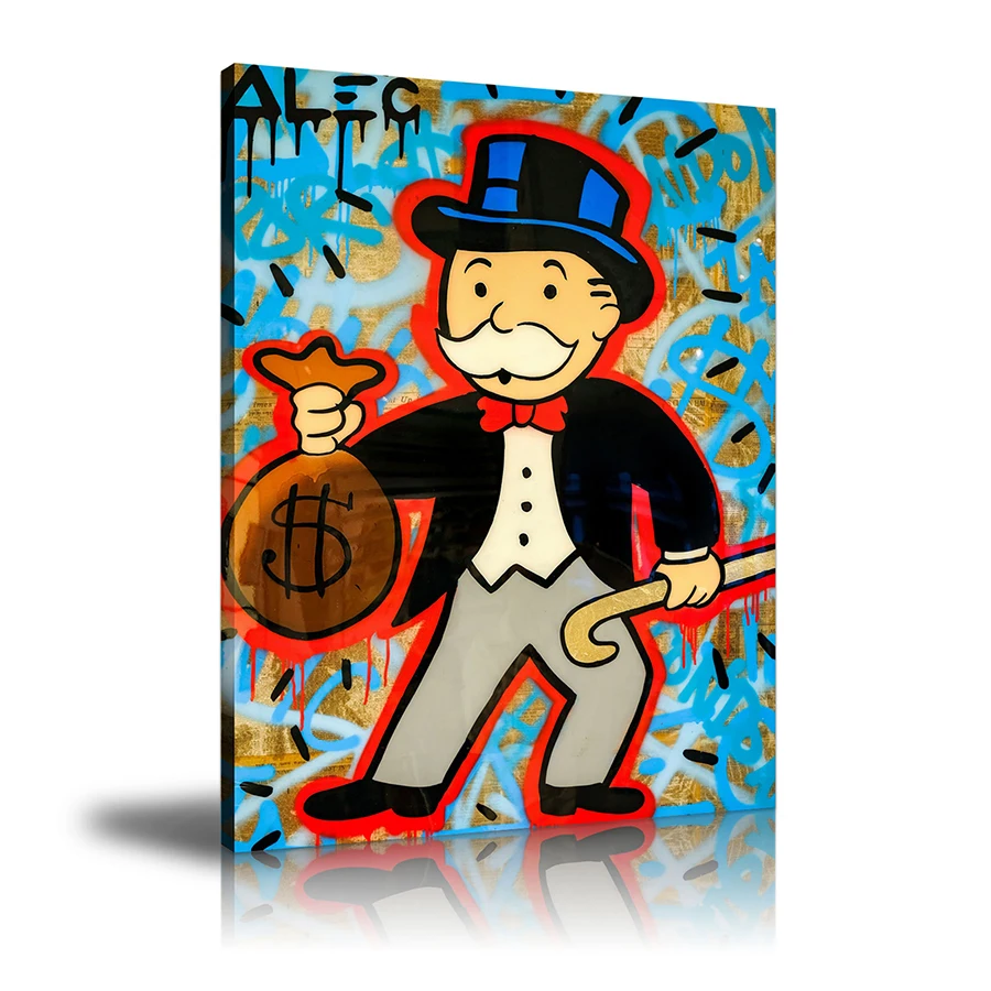 HD Print Alec Monopoly Oil Painting Home Decor Wall Art on Canvas Monopoly Holding Money Canvas Printings Room Decor