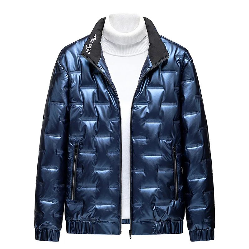 Warm Winter Jacket Mens Fashion Design Bright Bomber Cotton Parka Outerwear Stand Collar Streetwear Loose Jackets Coat Clothing