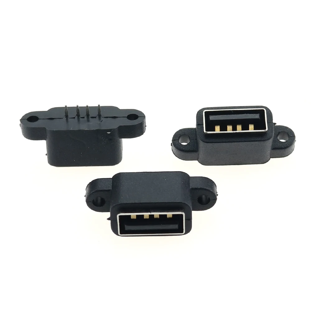 5pcs Waterproof USB 2.0 Charging Data Tail Plug-in USB Built-in Interface Port USB2.0 Connector Dock Jack Socket