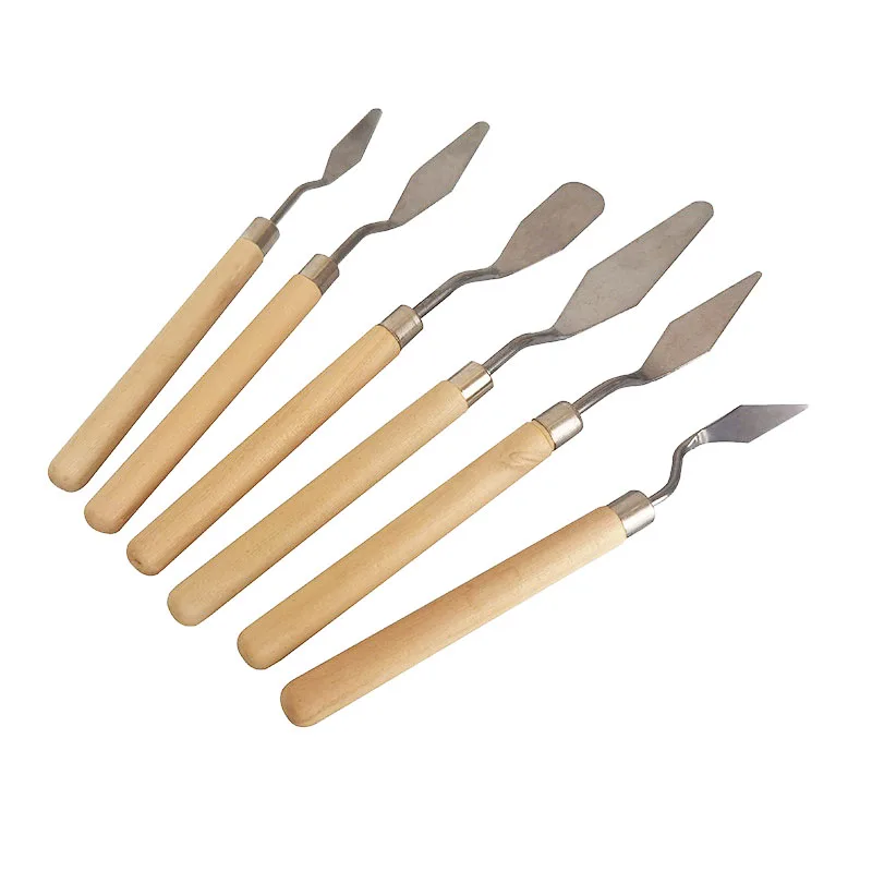 6 Pcs Stainless Steel Spatula Kit Palette Gouache Supplies For Oil Painting Knife Fine Arts Painting Tool Set Flexible Blades