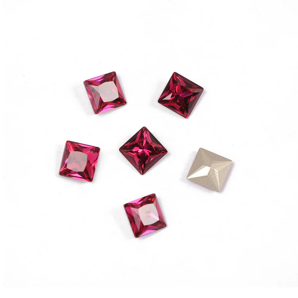 CTPA3bl 4447 Princess Square Shape Crystal Fuchsia Color Best Quality Fancy Rhinestone Beauty Glitter Stones For Nail Art Gems