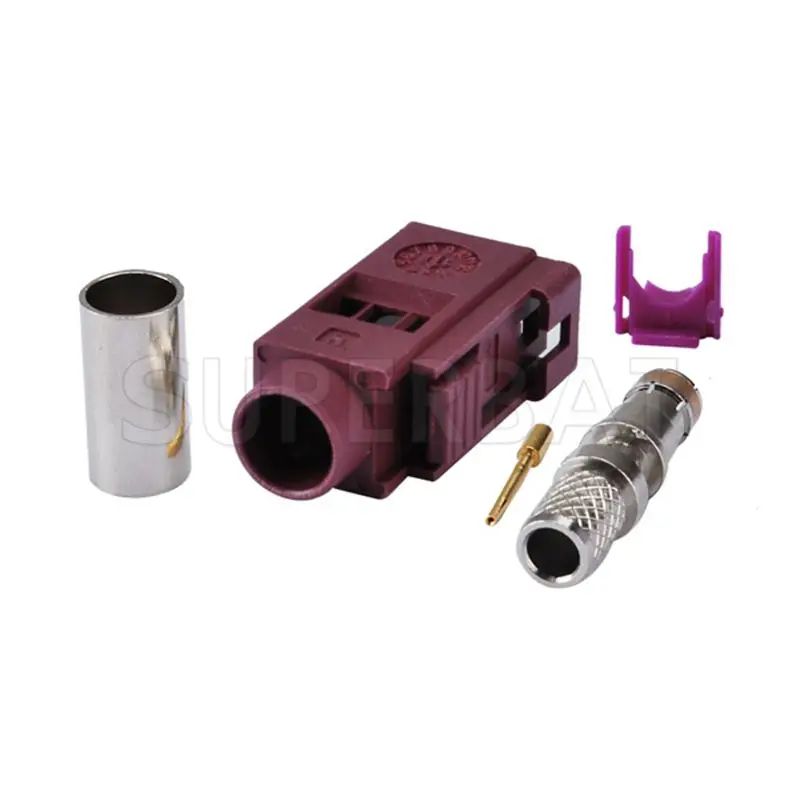 Superbat Fakra D Violet/4004 Female Car GSM Cellular Phone Crimp Waterproof RF Coaxial Connector for Cable RG58 LMR195