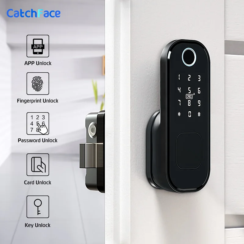 

Fingerprint Door Lock Waterproof Outdoor Gate Lock Bluetooth TTlock Wifi Passcode Rfid Card Keyless Front Electronic Lock Alexa