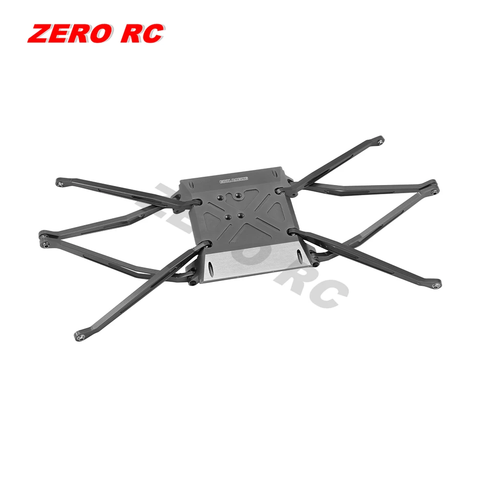 1/10 RC CAR AXIAL WRAITH FULL METAL CENTER GEARBOX SKID PLATE WITH 8 SUSPENSION LINKAGE ROD GUN METAL COLOR