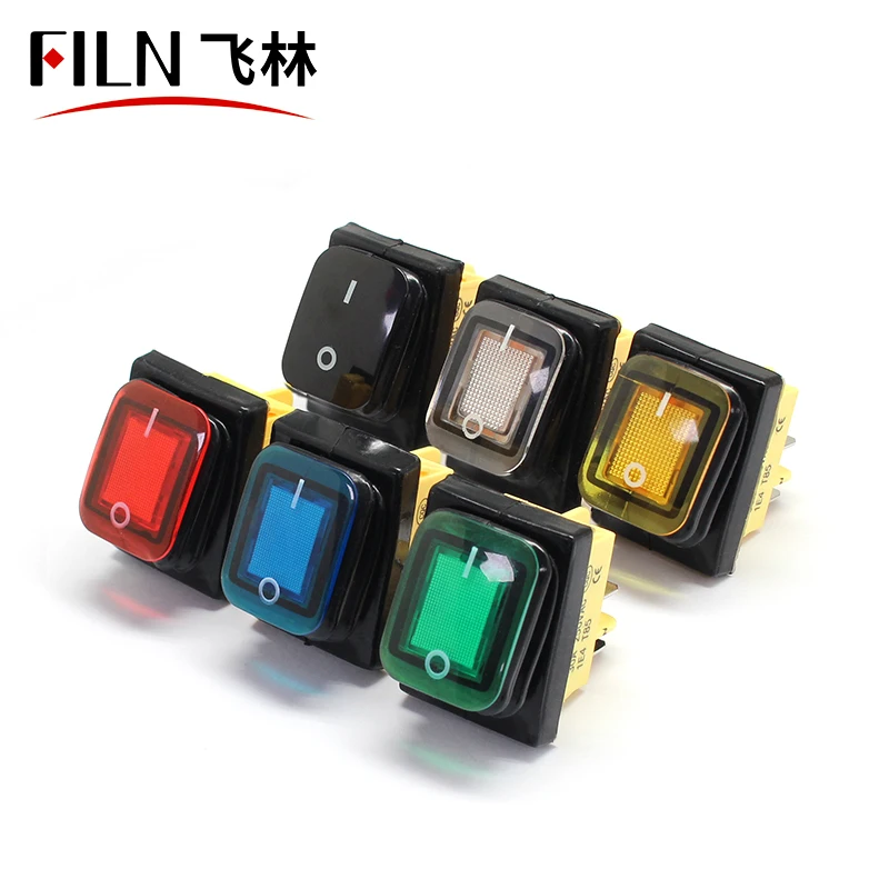 on off 16A/250V heavy duty 4 pin DPST IP67 Sealed Waterproof t85 Auto Boat Marine Rocker Switch with LED 12V 24V 110V 220V 30x22