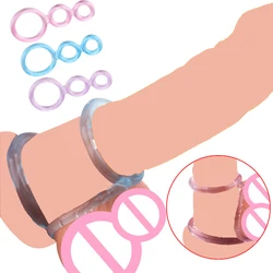 Triple Lock Cock Rings Sex Delay Ejaculation Silicone Penis Ring High Elasticity Penis Sleeve Ring Sex Toys for Men Dropshipping