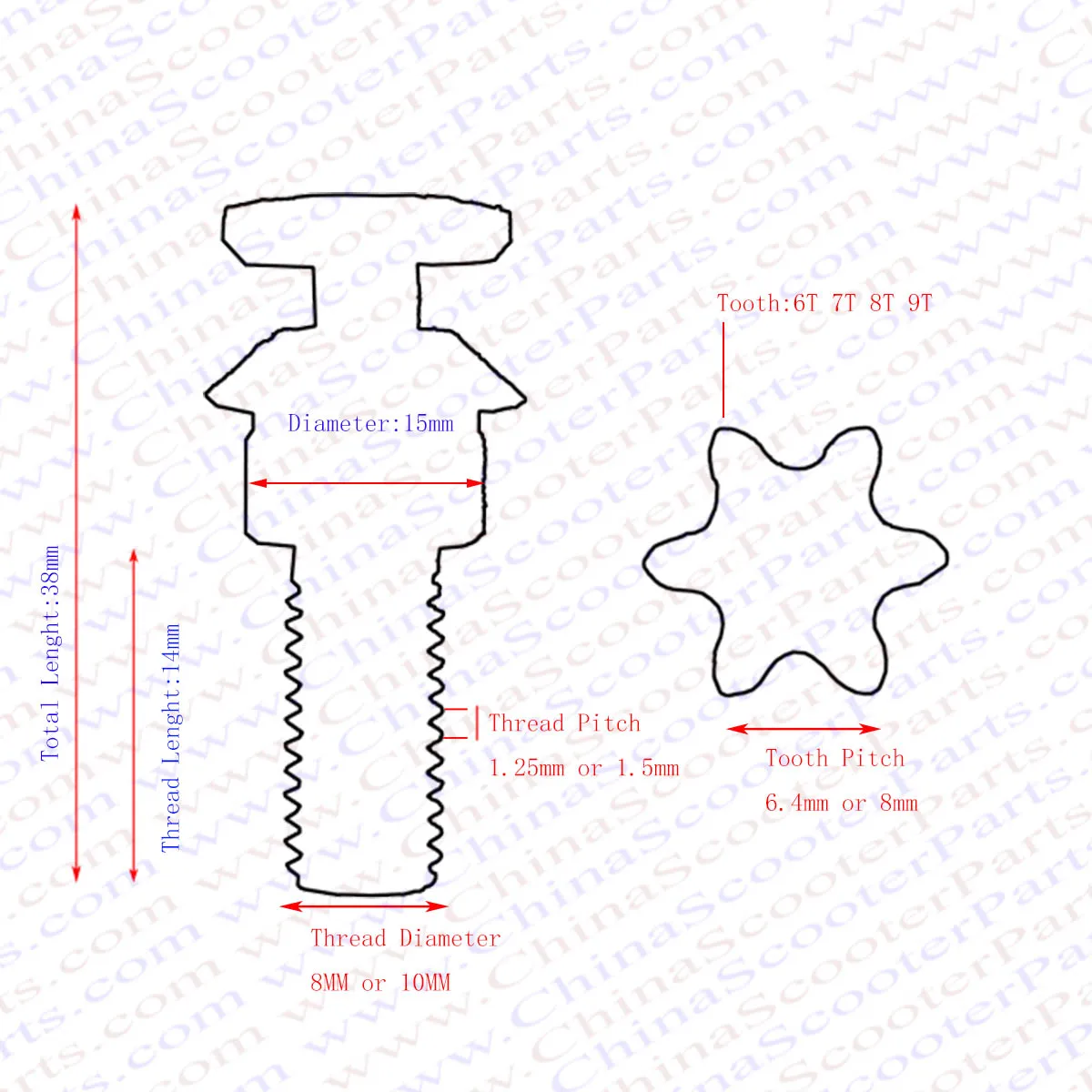 6T 7T 8T 9T 25H T8F M8 M10 Chain Clutch Gear Box Front  Sprocket For 2 Stroke 47cc 49cc Engine Pocket Bike Mini Moto ATV Quad