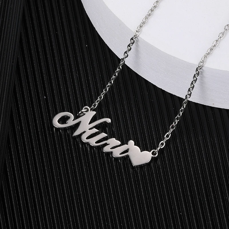 Custom Name Necklace colour Stainless Steel Personalized Name  Love Necklace For Women Men Bijoux Bff Jewelry