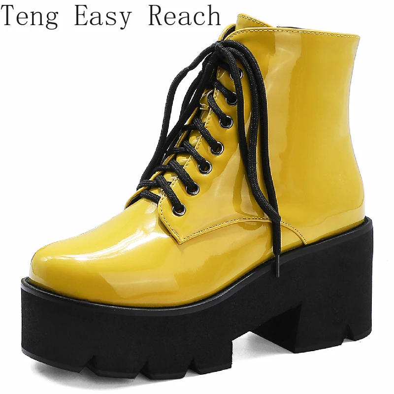 Sexy Platform Ankle Boots for Women Fashion Punk Heels Boots Women 2021 Winter Spring Black Purple Yellow Boots Lady Shoes 41 43