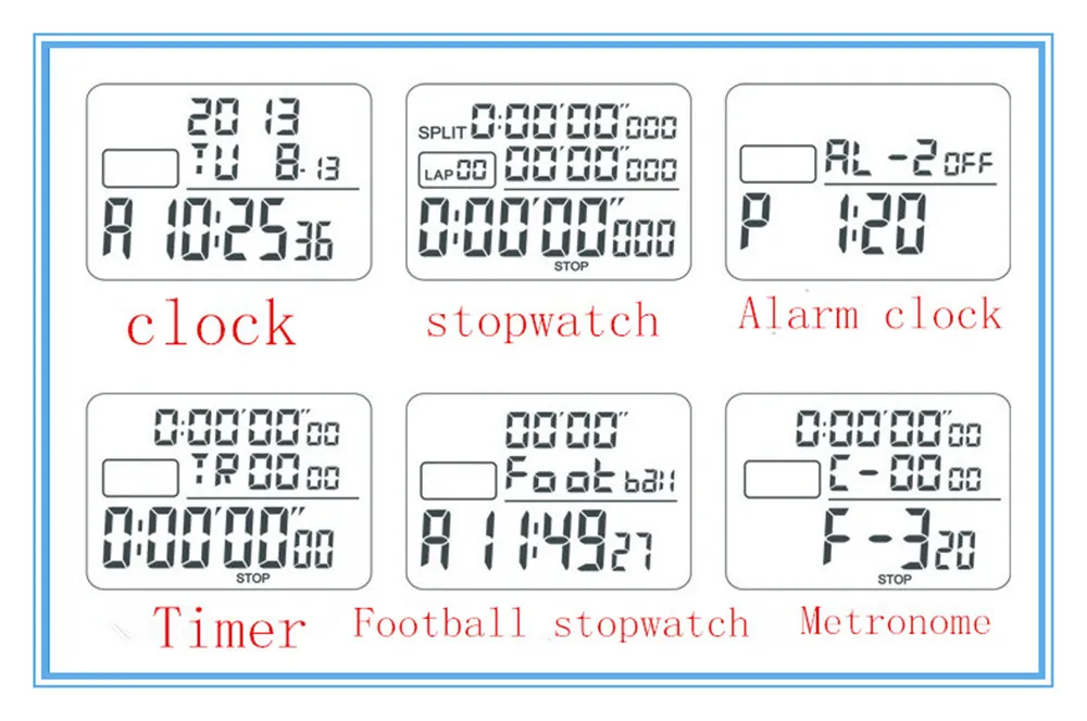 Cyfrowy Metal stoper 1/1000 drugi piłka nożna sport Chronograph licznik minutnik duży wyświetlacz metronom budzik