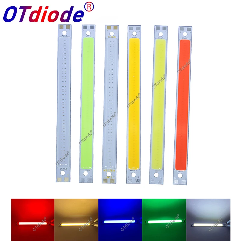 LED COB Strip 120*10mm Light Lamp 9V 12V DC 10W Warm White Blue Red Green FLIP Chips for DIY Car light cob led tubes