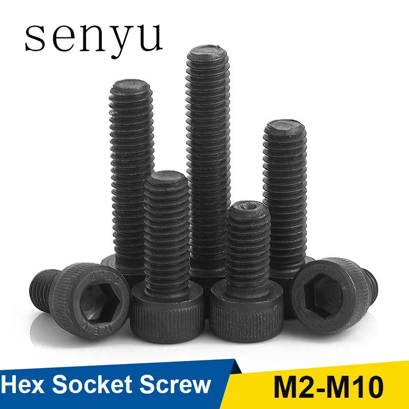 Hex Screws Hexagon Hex Socket Cup Head Screw Bolts M2 M2.5 M3 M4 M5 M6 M8 M10 12.9 Grade Carbon Steel Allen Black Screw Din912