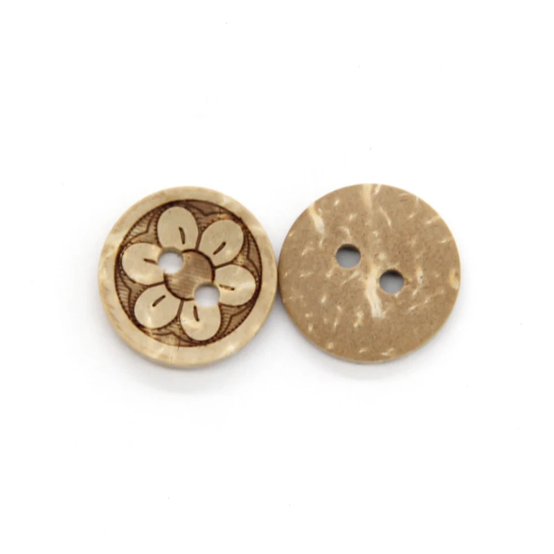 Natural Eco-friendly Flower Style Carved Wooden Sewing Buttons DIY Craft For Scrapbooking Wood Decorative Accessories Wholesale