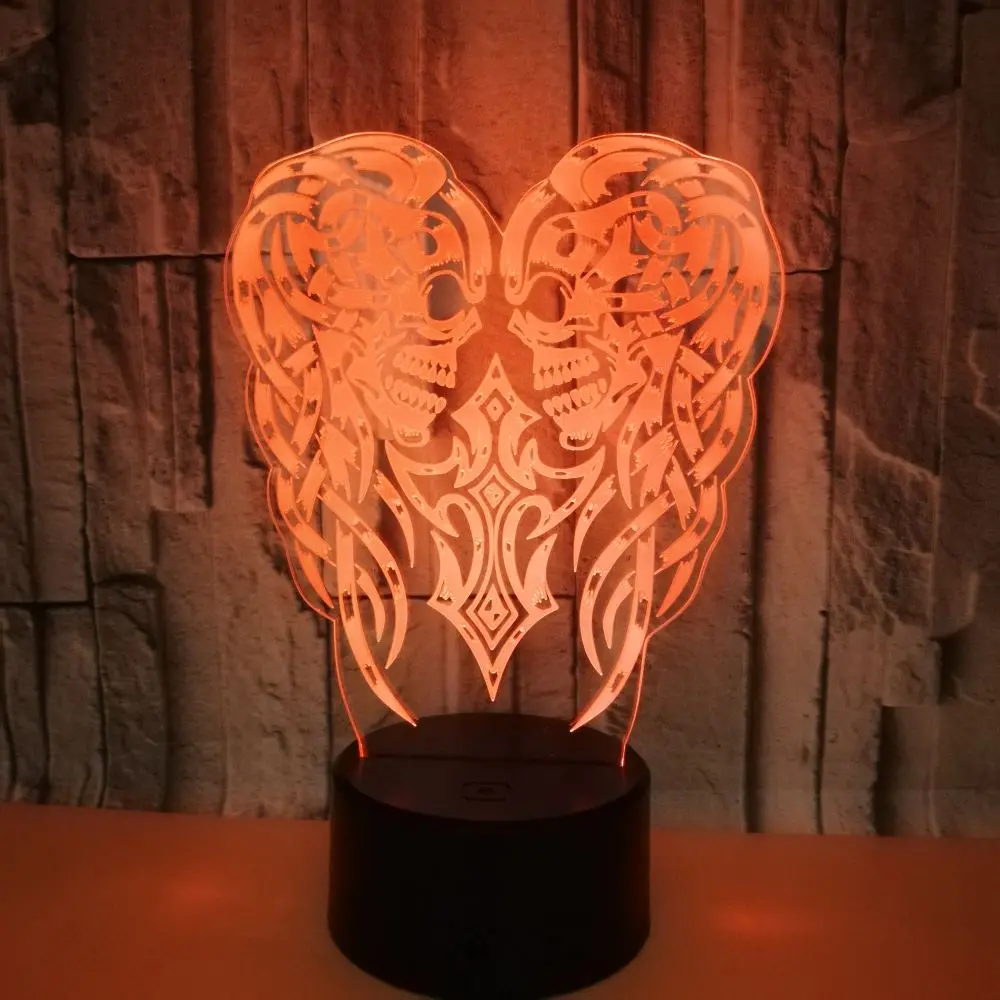 Halloween Decor Eagle Skull Alien 3D Night Light Led Table Lamp Bulb LED USB RGB Mood Multicolor Luminaria Kids Toy Gifts