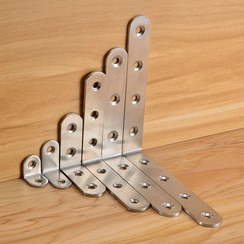 

10PCS Stainless Steel Angle 90 Degrees Corner Brackets Fasteners Protector Seven Size Corner Stand Supporting Furniture Hardware