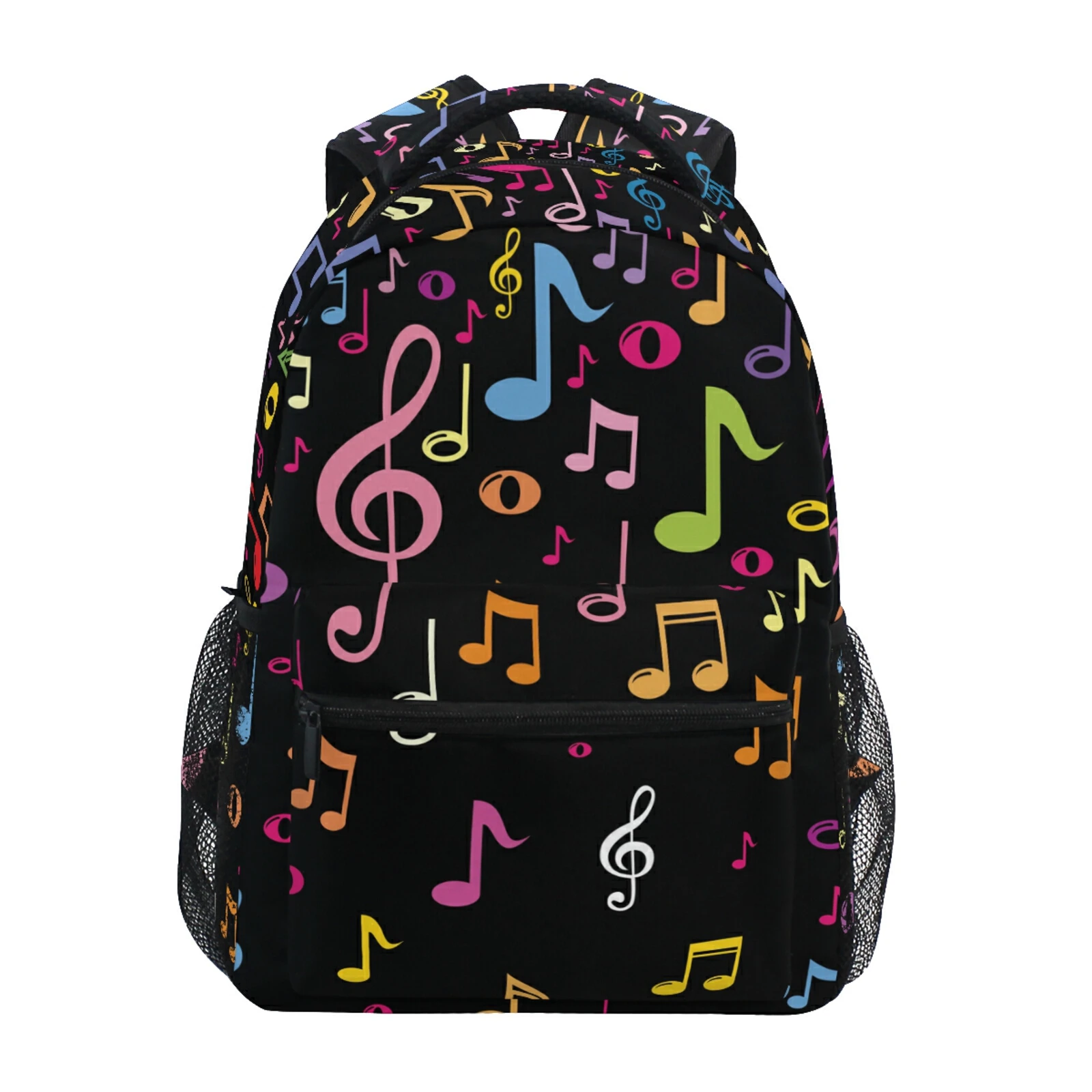 2022 New Music Note Print Backpack Students School Bag Boys Girls Kids Black Rucksack Men Women Teens Travel Knapsack