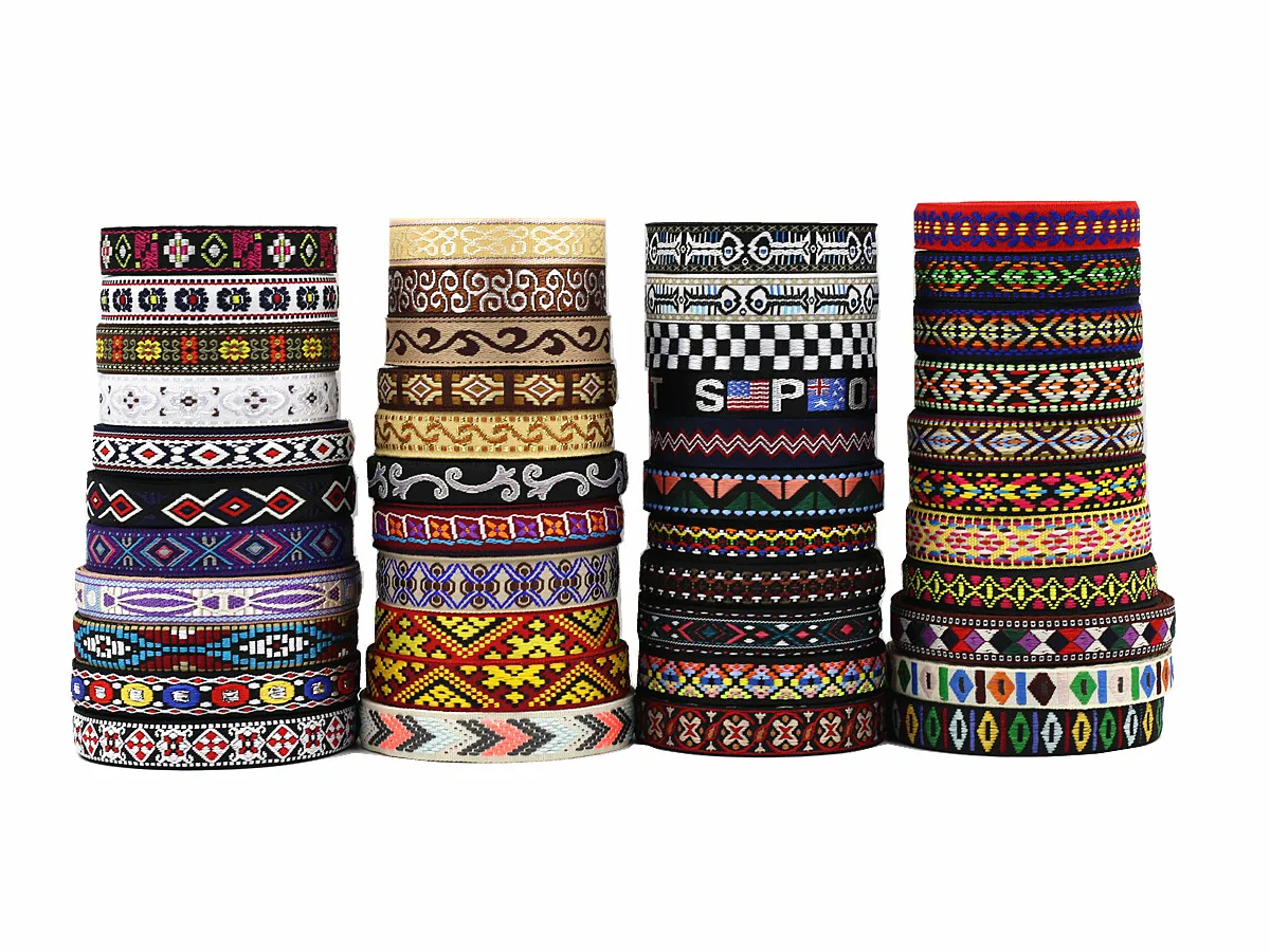 200 Styles 5 Yards 15MM Colorful Geometric Jacquard Embroidered Ribbons Apparel Wrapping Collar Trim Sewing Accessories