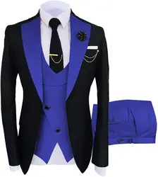 Herren Anzug 3 Stück Formalen Mode Solide Flache Farbe Smoking Jacke Hochzeit Bräutigam Navy Burgund (Blazer + Weste + hosen)