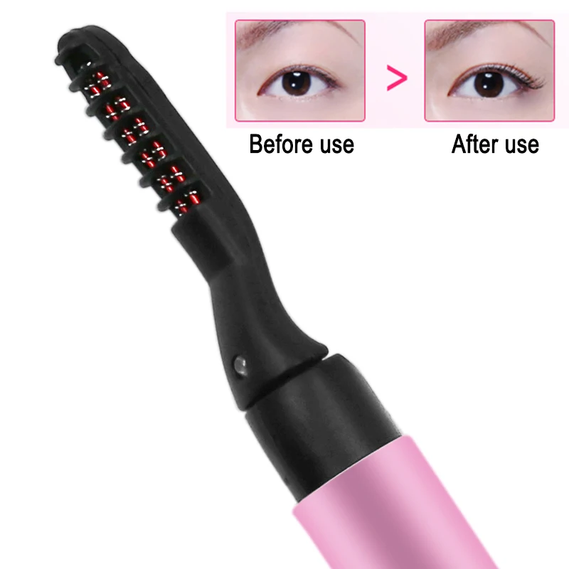 Màu Tím Hồng Di Động Bút Phong Cách Điện Uốn Nóng Mi Bền Mắt Lash Curler Trang Điểm Uốn Bộ Dành Cho Nữ