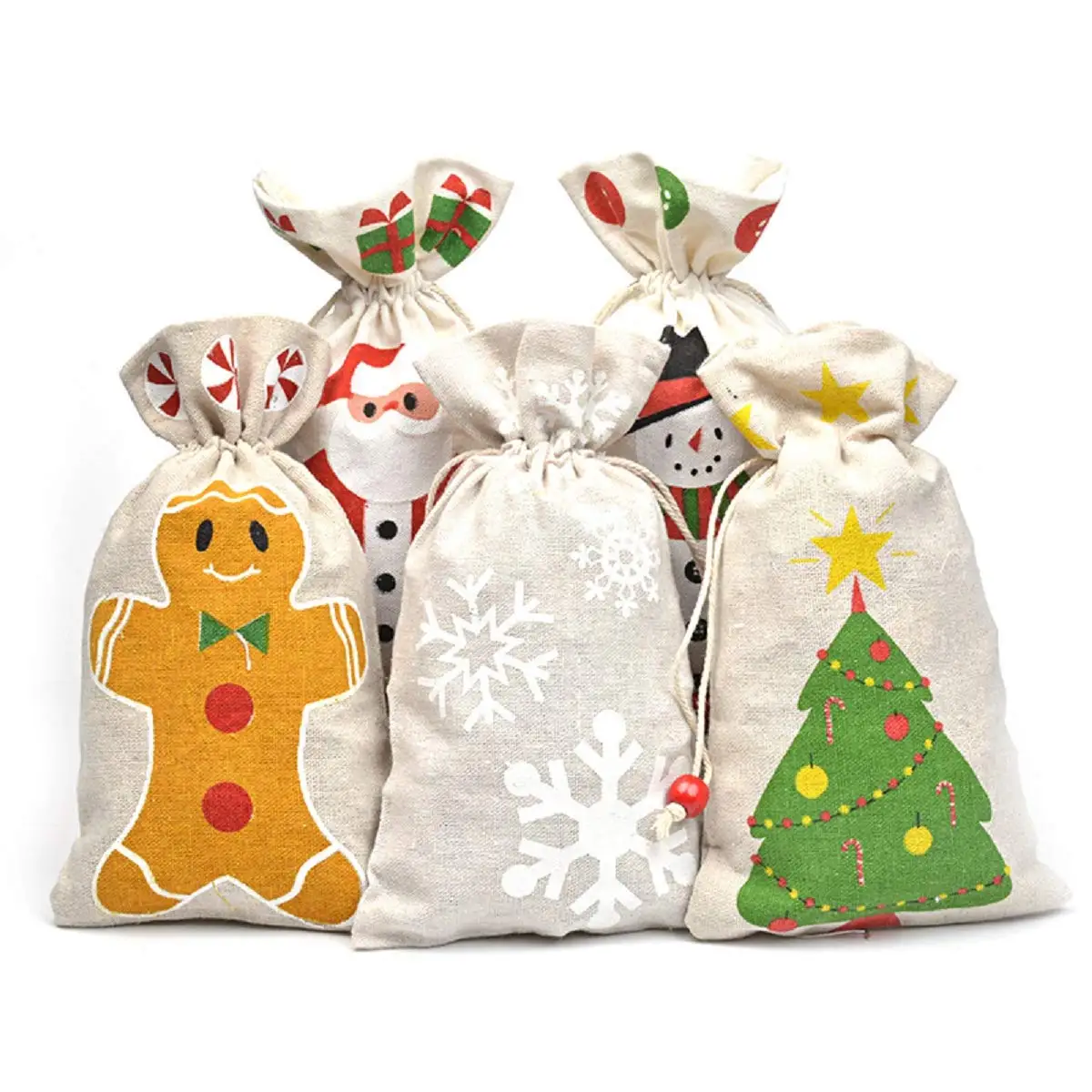 

5Pcs Burlap Drawstring Bags Jewelry Pouches Storage Gift Bags Sacks for Christmas Advent Calendar Wedding Party Favor DIY Craft