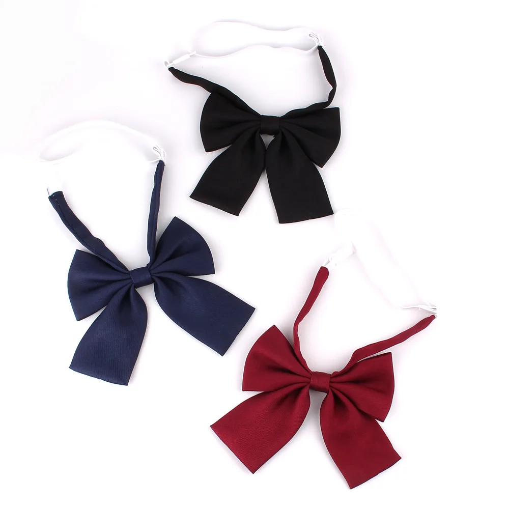 Black Solid Bowtie Casual Bow tie For Women Uniform Collar Butterf Bowknot Adult Oversize Bow Ties Cravats Girls Shirt Bowties