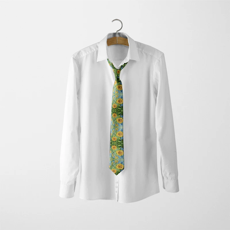 Corbata Retro de pintura al óleo de Van Gogh para hombres y mujeres, corbata de girasol de poliéster de 8cm de ancho, accesorios de traje de camisa de boda de fiesta informal, nuevo