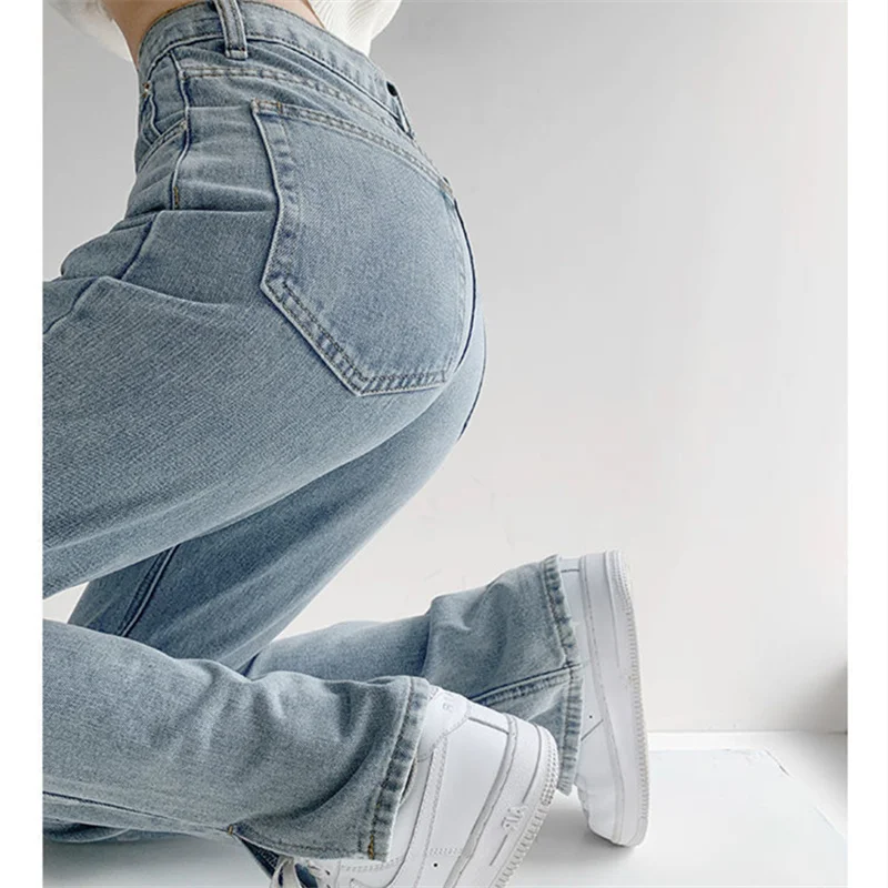 Women\'s Jeans Spring Streetwear High Waist Jeans Wide Leg Long Pants Vintage Femme Casual Baggy Straight Mom Denim Trouser