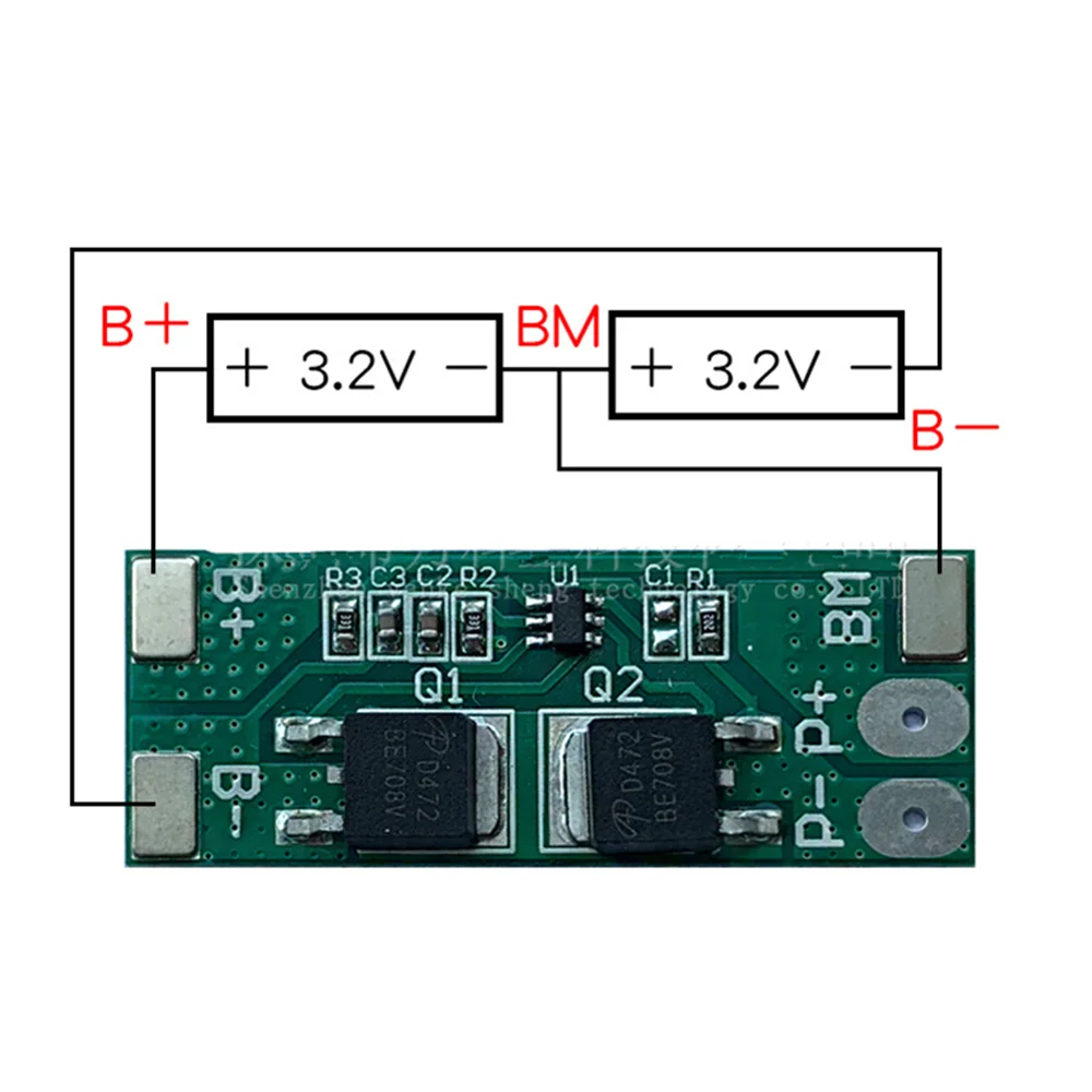 BMS 2s 8a 18650 26650 32650 6.4V PCBA Pcm  for lifepo4 Battery Accessories