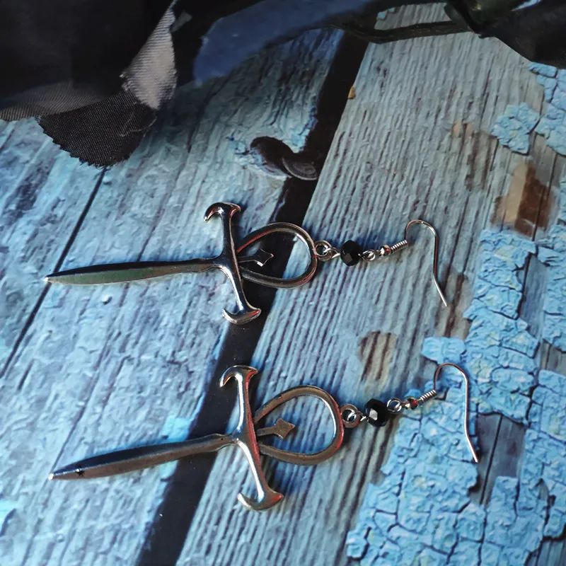 Vampire Ankh earrings occult black glass crystal  gothic dracula pendant symbol Original jewelry gift 2020 Fashion new charm