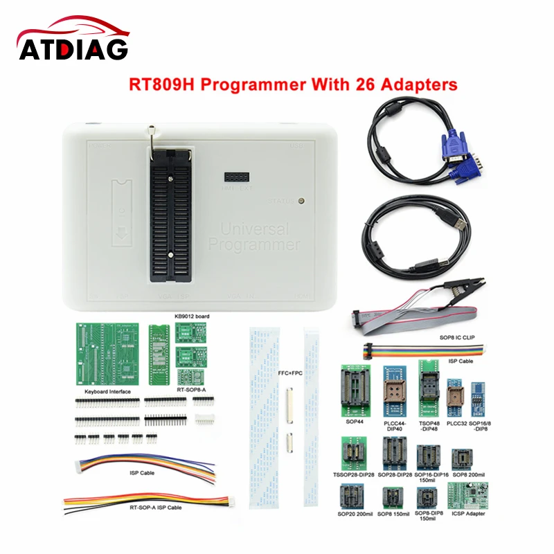 Universal RT809H EMMC-Nand FLASH Programmer + Full ADAPTERS WITH CABELS EMMC-Nand