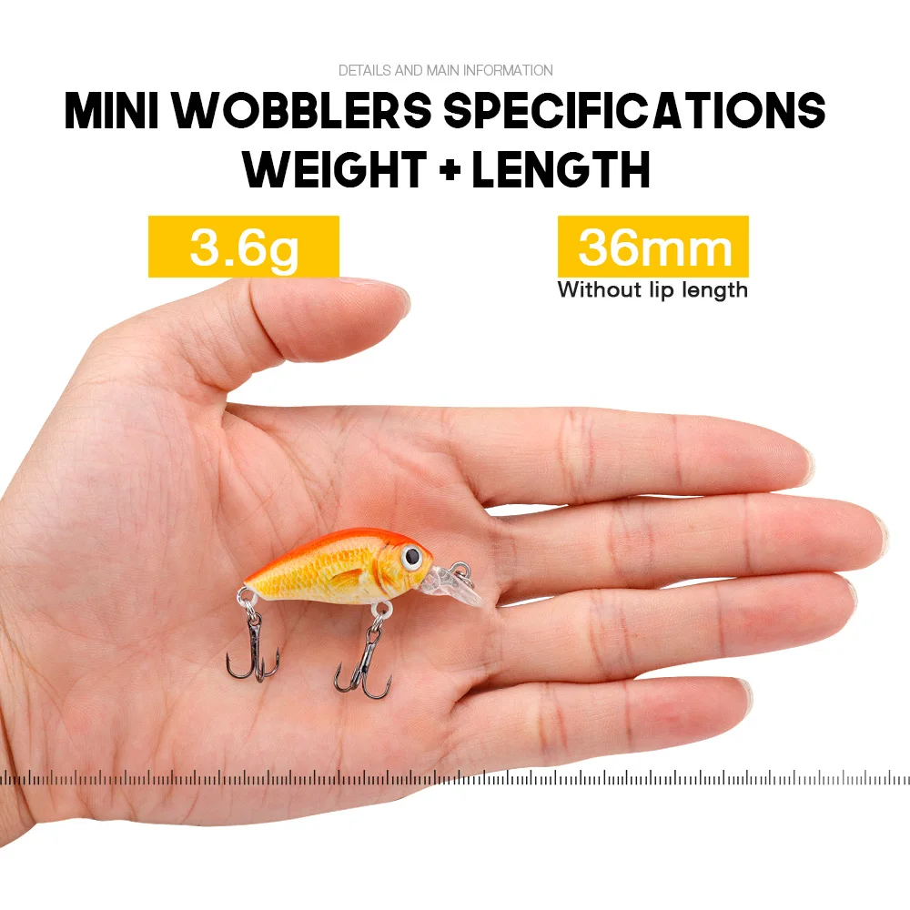 VTAVTA 5pcs/lot Mini Wobblers Pike Fishing Lure Set 36mm 3.6g Crankbait Minnow Lure Hard Artificial Bait With Fishing Tackle Box