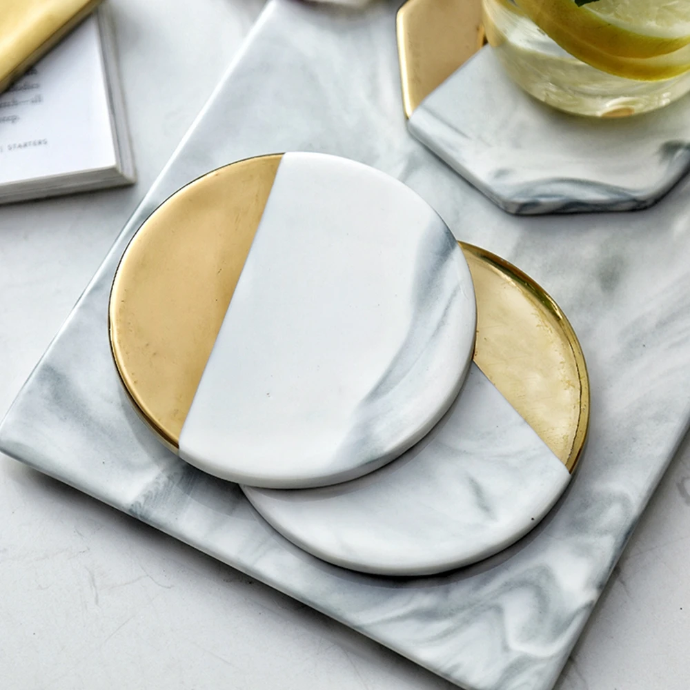 Creative Ceramic Coaster Emulation Marble Coffee Cup Mat Desktop Table Decoration Drink Coasters For Glass Placema Kitchen Tool