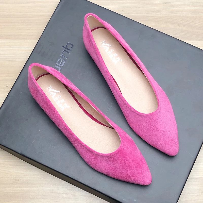 Women Flats Pointed Toe Black Shoes for Women Working and Daily Use Rose Red Lady Flats Flat Bottom Solid Color All Match Soft