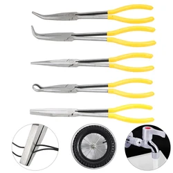 1Pc Straight Bent Tip Mechanic Equipment Extra Long Nose Pliers Hand Tools Steel Repair Accessories Universal