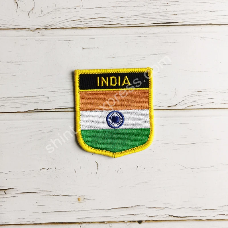 India National Flag Embroidery Patches Badge Shield And Square Shape Pin One Set On The Cloth Armband Backpack Decoration Gifts