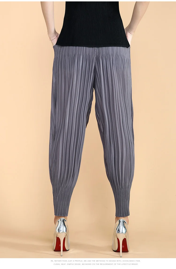 HOT SELLING Miyake Loose pleated casual radish bloomers all-match thin Harlan cropped feet pants IN STOCK