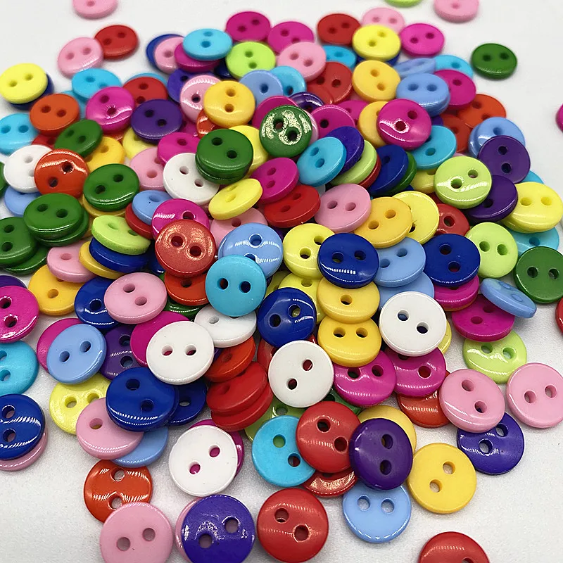 New 9-20mm Colours Double Eye Bread Button Round Resin Sewing Buttons Diy Scrapbooking Multicolour