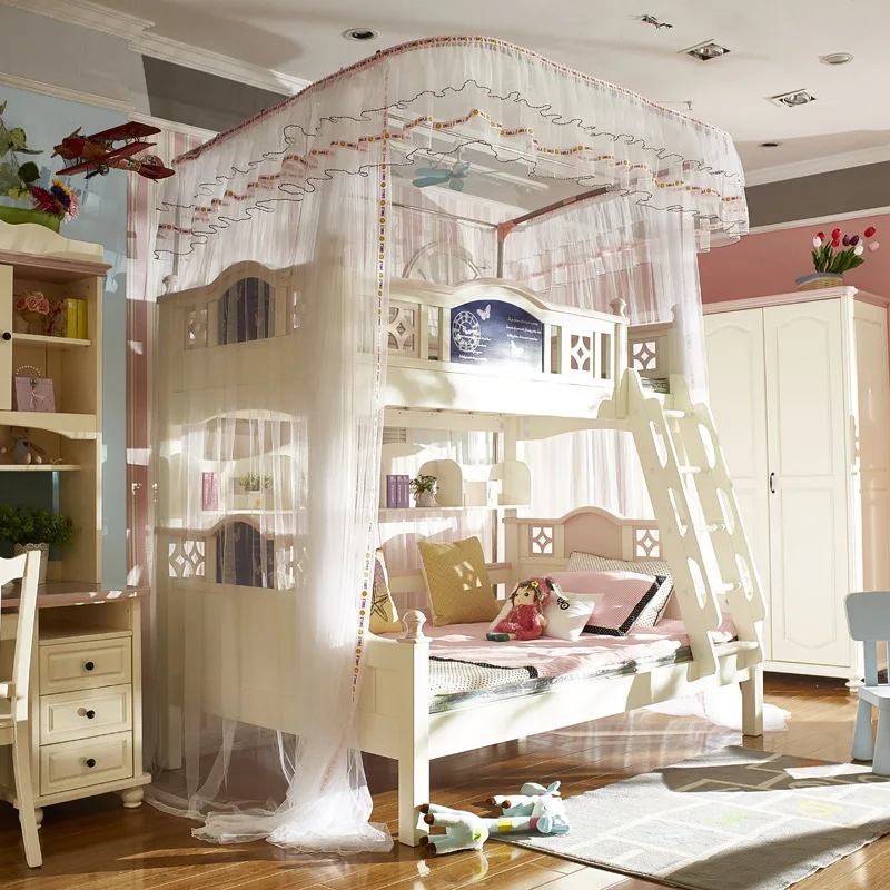 Upper and Lower Bunk Mosquito Net Bunk Bed Children's Upper and Lower Bed U-Shaped Rail Track Mosquito Net