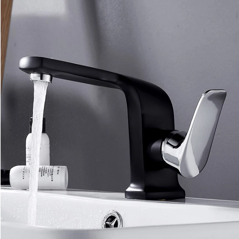 

European Style Black Backing Paint Faucets Bathroom Basin Taps Single Handle Single Hole Cold And Hot Water Mixing Tap