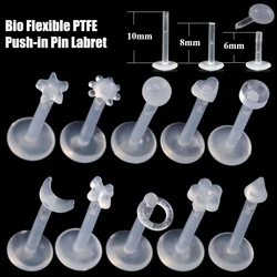 10pcs Bio Flexible PTFE Push-in Pin Labret Retainer Bead Flesh Color Earring Lip Ring Stud Fashion Body Piercing Jewelry