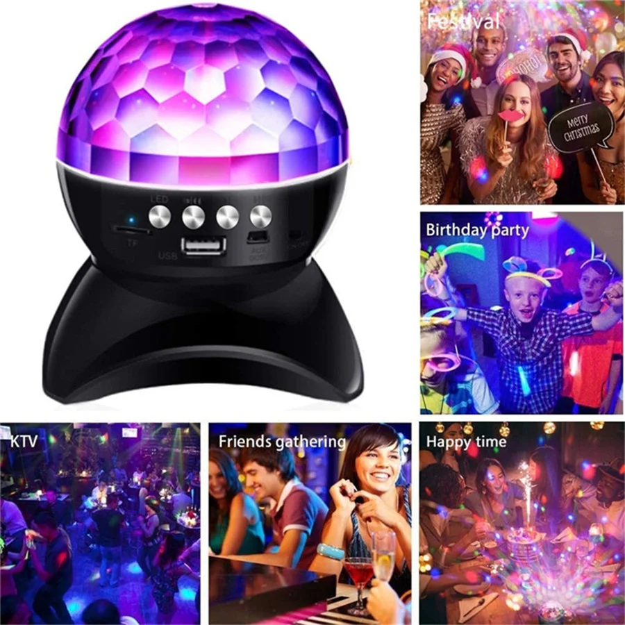 PAMNNY Wireless BT Speaker Music Projector Night Lights USB Rechargeable LED Disco Ball Stage Light for Home Party Wedding Decor