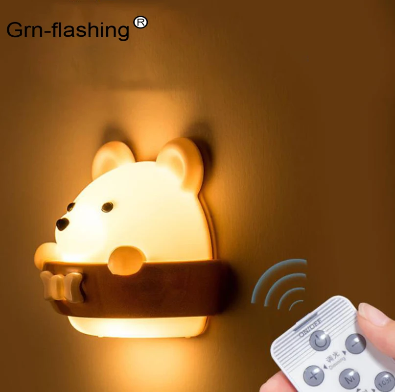 Luz LED de pared con recarga USB, lámpara de noche con Control remoto para bebés y niños, mesita de noche para el hogar, temporizador de brillo ajustable, 110-240V