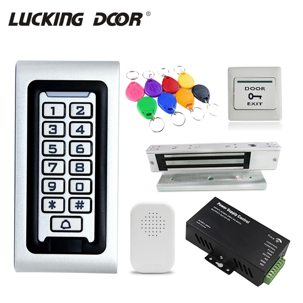 

RFID 125KHz Metal Backlight Access Controller Electric Lock Door Exit Switch Power Supply Waterproof Access Control System Kit