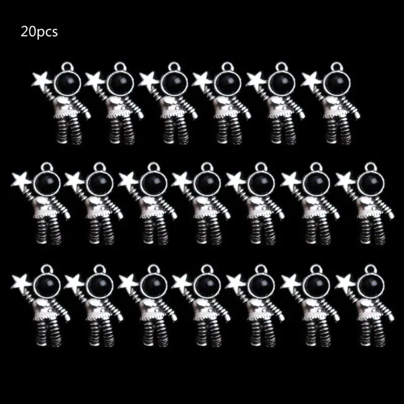 20pcs Universe Astronaut Antique Silvery Space Man Charms Pendants DIY Handmade Tibetan Silver Findings Jewelry Making