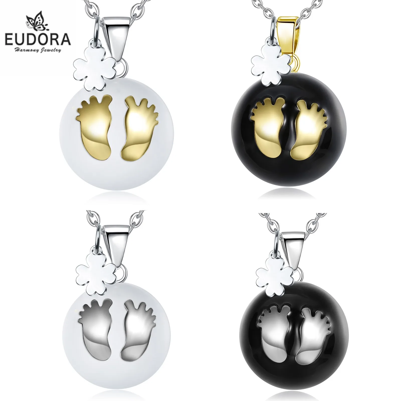 

Eudora 20MM Harmony Bola Ball Baby footprints Pregnancy Chime Angel Caller Mexcian Bola Pendant Necklace Fine Jewelry for Women