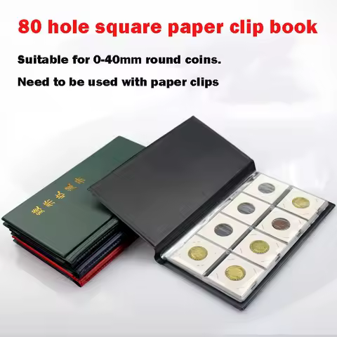 PCCB Commemorative Coin Collection Book Coin Book 80 Grid Paper Clip Book Empty Volume Bitcoin Collector's Book Zodiac Coin