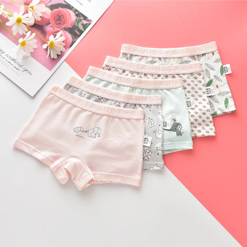 

High Quality Teen Cartoon Underpants Cotton Child Girls Breathable Boxers Shorts Teenage Physiological Period Panties 5pcs/lot